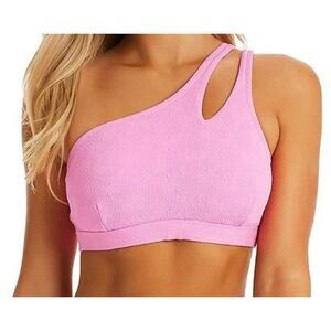 NWT Jessica Simpson Lip Gloss Sweet Daisy 1-Shoulder Bikini Top Pink Textured‎ M